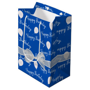 Happy Birthday Bow and Balloons Medium Gift Bag
