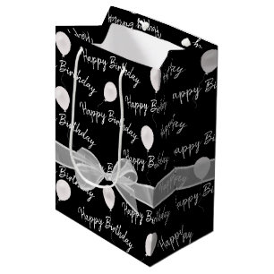 Happy Birthday Bow and Balloons   Medium Gift Bag