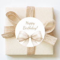 Happy Birthday Bow Ivory Beige elegant