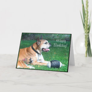 Happy Birthday Boxer dad and puppy greeting card