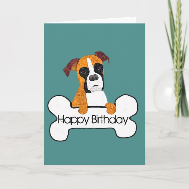 Happy Birthday Boxer Dog Card (Front)