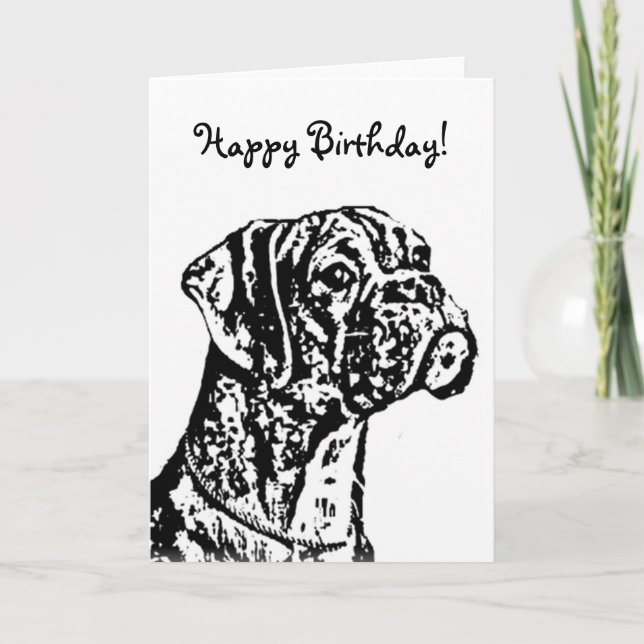 Happy Birthday Boxer dog greeting card (Front)