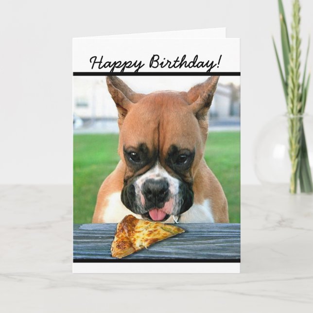 Happy Birthday boxer dog greeting card (Front)