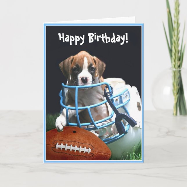 Happy Birthday Boxer puppy greeting card (Front)