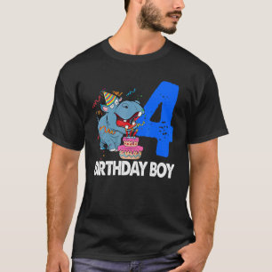 Happy Birthday Boy 4  Women Hippopotamus Party 1 T-Shirt