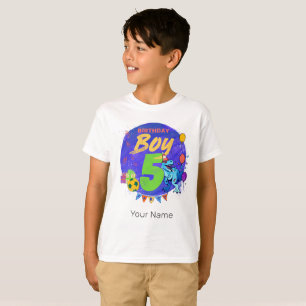 Happy Birthday Boy 5th Fifth Birthday Dinosaur T-Shirt