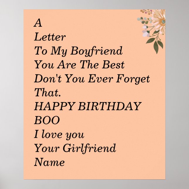Happy birthday Boyfriend Poster (Front)
