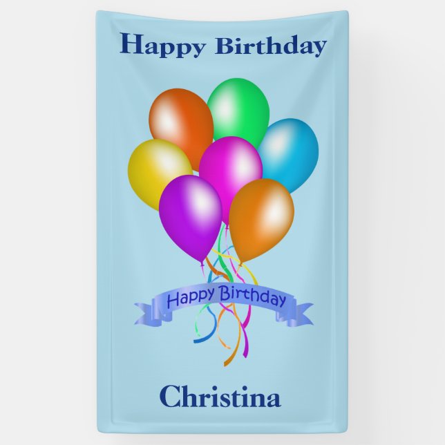 Happy Birthday Bright Bunch Colorful Balloons Banner (Vertical)