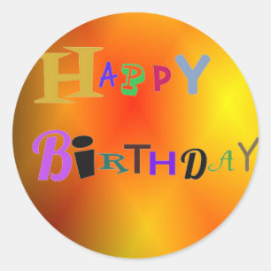 Happy Birthday Bright Burnt Orange Classic Round Sticker