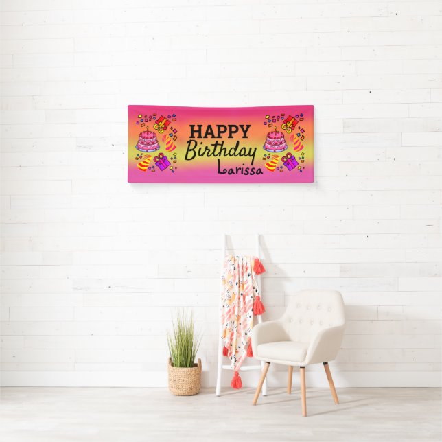 Happy Birthday Bright Colourful Cheerful Sweet Banner (Insitu)
