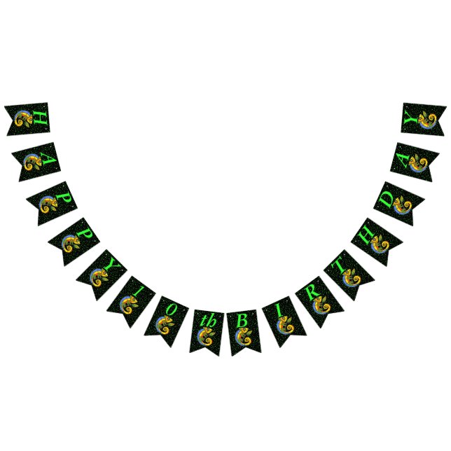 Happy Birthday Bright Colourful Lizard on Branch Bunting (All)