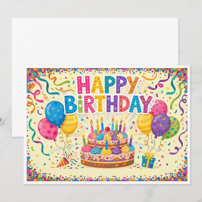 Happy birthday bright loud blank card (Front/Back)