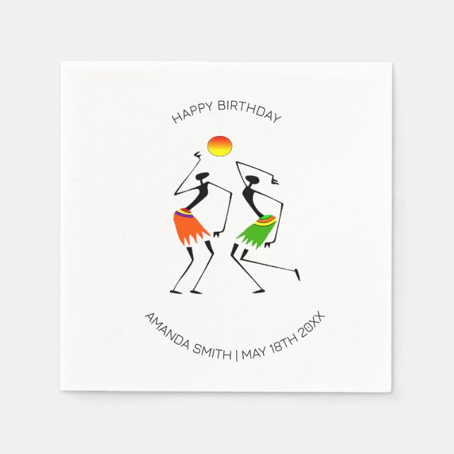 Happy Birthday Bright Sun Dance Napkin (Front)