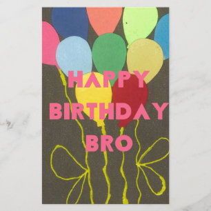Happy Birthday Bro Art Print Stationery