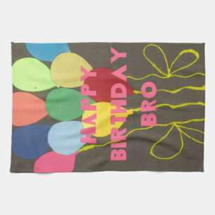 Happy Birthday Bro Art Print Tea Towel