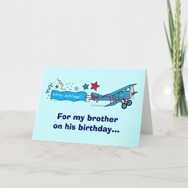 Happy Birthday Brother Aeroplane Card (Front)