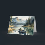 Happy Birthday Brother Fishing on Lake in Boat Card<br><div class="desc">Happy Birthday Brother Fishing on Lake in Boat watercolor</div>