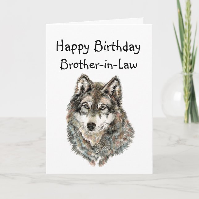 Happy Birthday Brother-in-Law Humour Wolf, Wolves Card (Front)