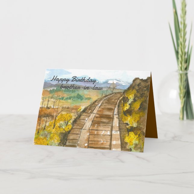 Happy Birthday Brother-in-Law Railroad Tracks Card (Front)