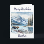 Happy Birthday Brother Moose in Winter  Card<br><div class="desc">"AI-generated artwork with design direction by Susang6"</div>