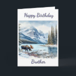 Happy Birthday Brother Moose in Winter  Card<br><div class="desc">"AI-generated artwork with design direction by Susang6"</div>