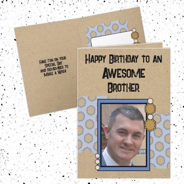 Happy Birthday brother photo blue Card (Creator Uploaded)