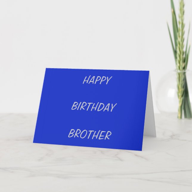 Happy Birthday BrotherPlain Royal Blue Card (Front)