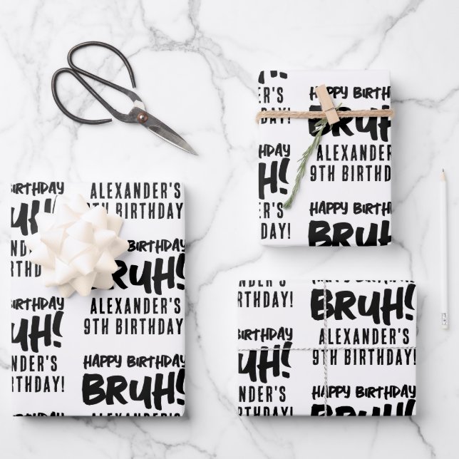 Happy Birthday Bruh Boy's Teenager Teen Boy Wrapping Paper Sheet (Front)