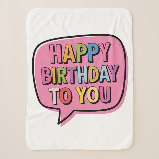 Happy Birthday Bubble Sherpa Blanket (Front)