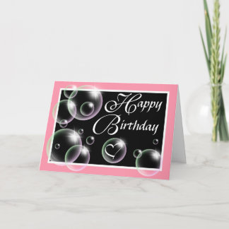 Happy Birthday Bubbles - Pink Greeting Card