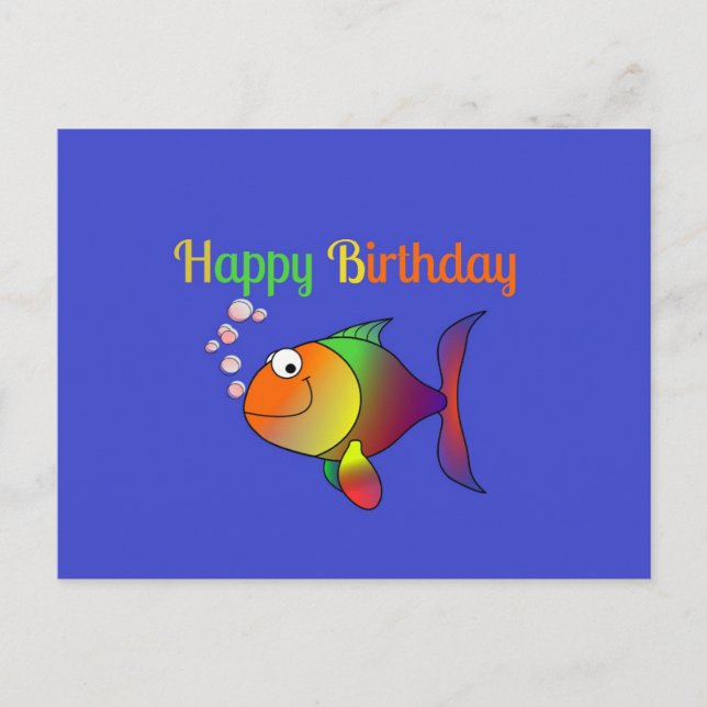 Happy Birthday, Bubbles the Fish template Postcard (Front)