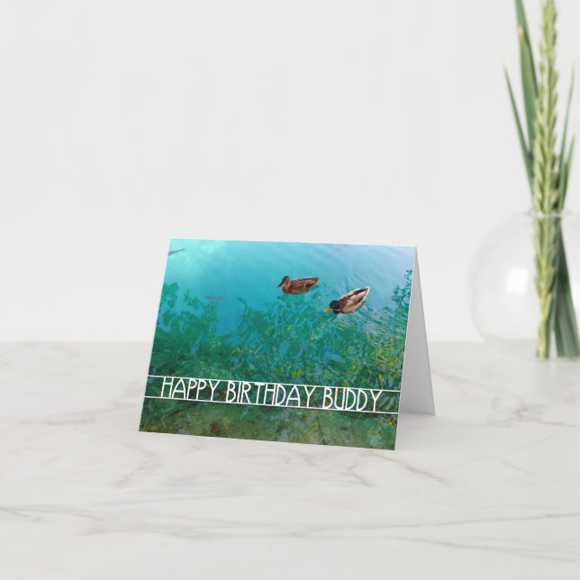 happy birthday buddy (two ducks) card (Front)