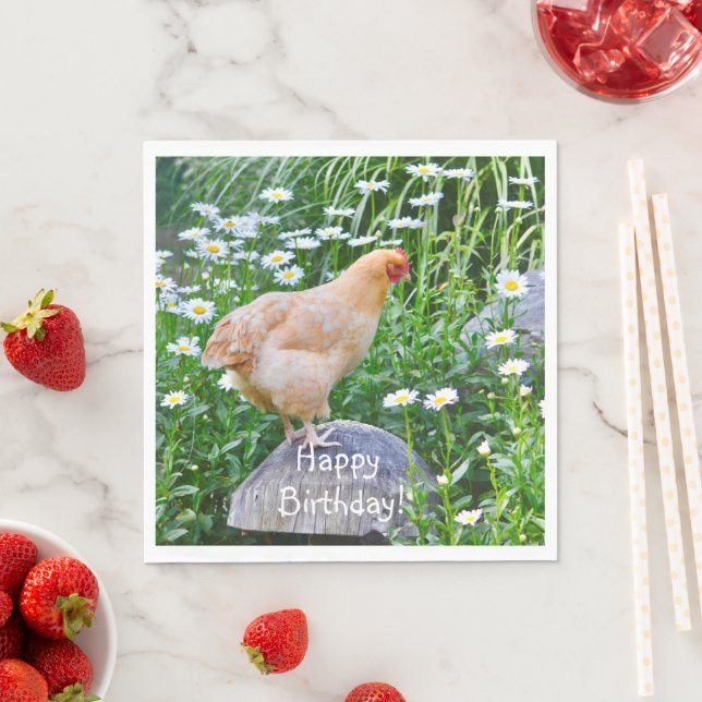Happy Birthday Buff Orpington Chicken Napkin (Insitu)