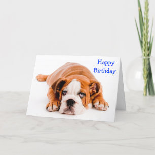 Happy Birthday Bulldog Greeting Card - Verse
