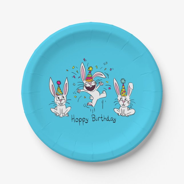 Happy Birthday Bunnies Paper Plates (Front)