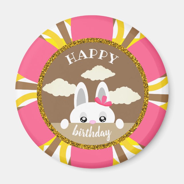 Happy birthday bunny magnet (Front)