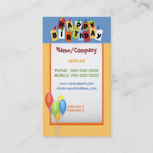 Happy Birthday Business Card (Front)