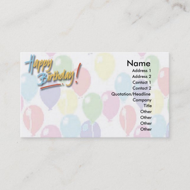 Happy Birthday Business Card (Front)