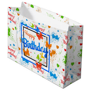 Happy Birthday Butterflies Large Gift Bag