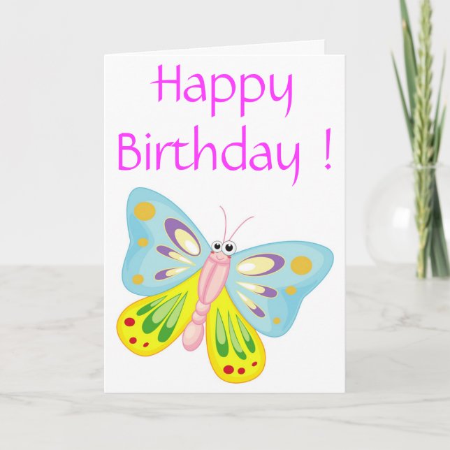 "HAPPY BIRTHDAY" BUTTERFLY CARD (Front)