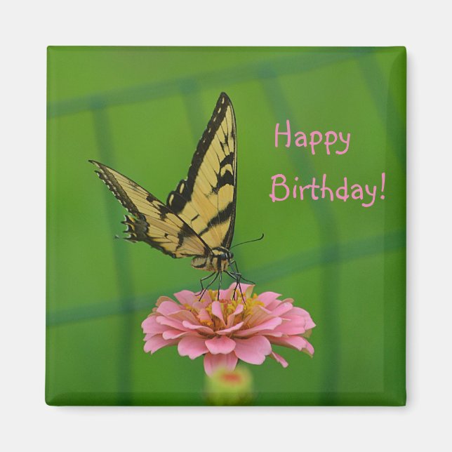 Happy Birthday Butterfly Garden Magnet (Front)