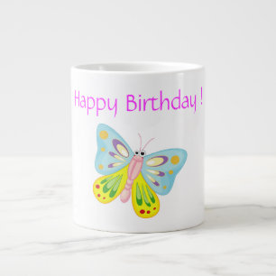"HAPPY BIRTHDAY" BUTTERFLY LARGE COFFEE MUG
