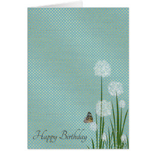 happy birthday-butterfly on puff flower