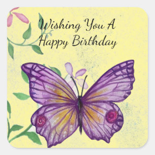 Happy Birthday Butterfly Sticker