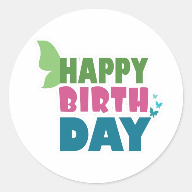 Happy birthday butterfly stickers (Front)