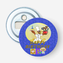 Happy Birthday Button Bottle Opener