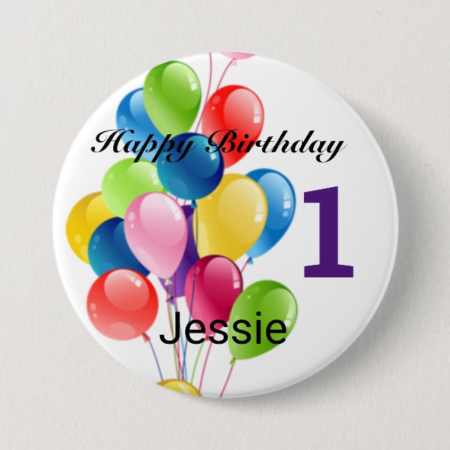 Happy Birthday Button Personalise Age & Name (Front)
