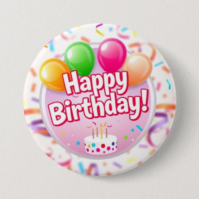 Happy Birthday Button (Pink) (Front)