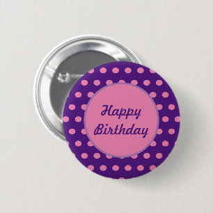 Happy Birthday Button (Purple & Pink)
