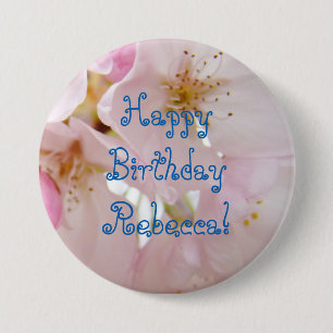 Happy Birthday buttons Add Name Blossom Flowers